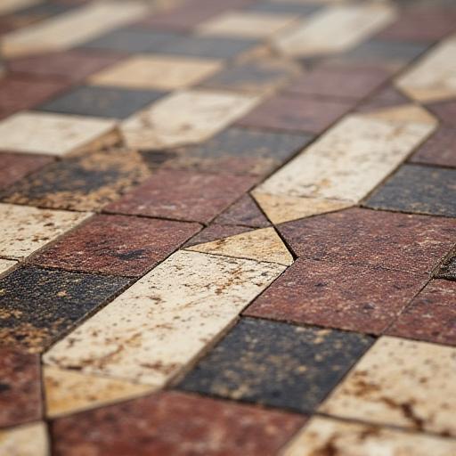 Primo piano di un mosaico a motivi geometrici.